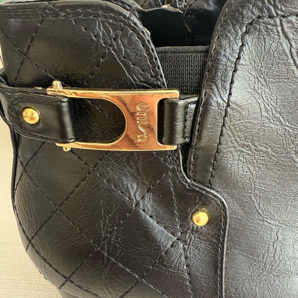 New Unisa Palize 3 Black Quilted Faux Leather Heeled Ankle Boots - Picture 7 of 13